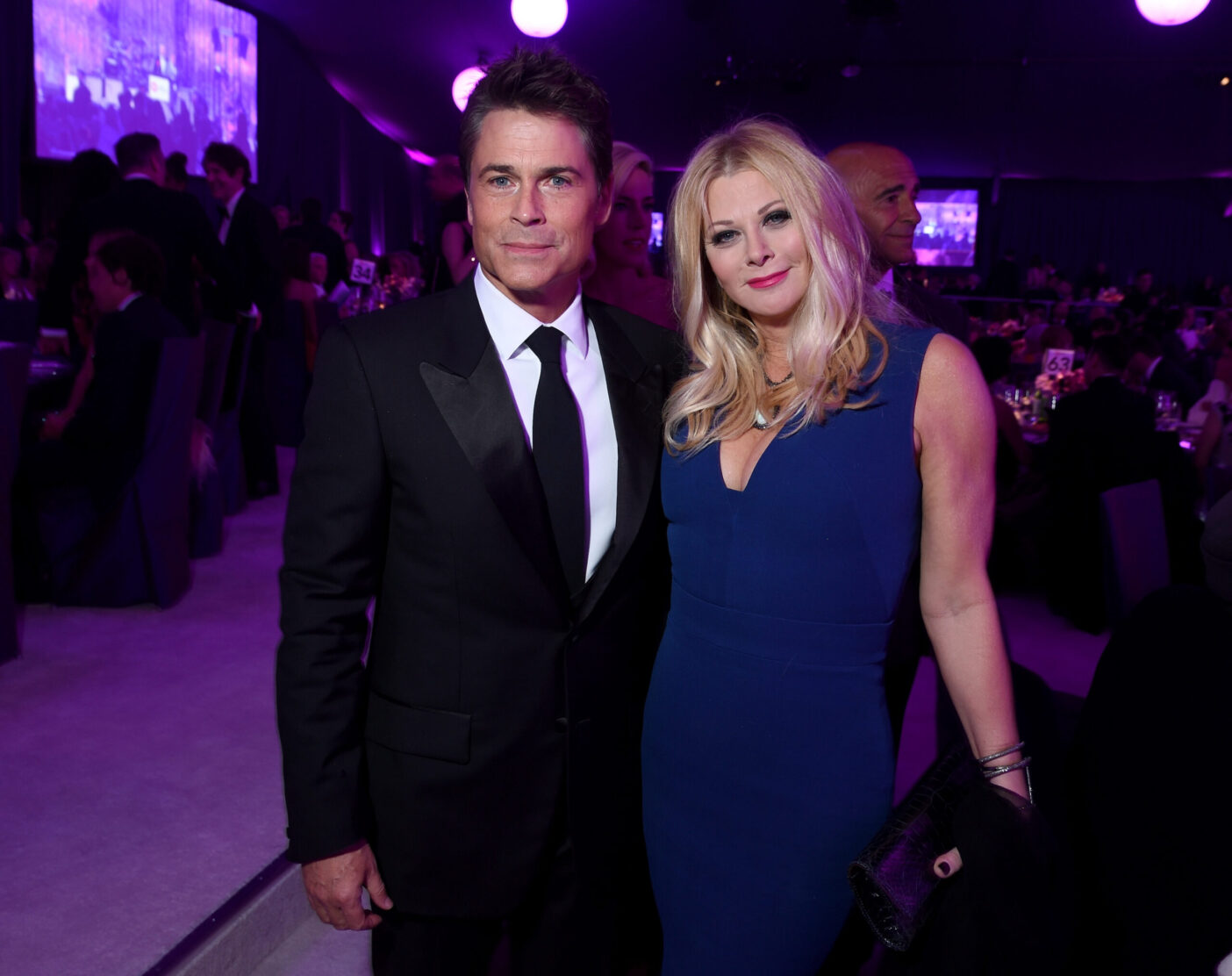 LOS ANGELES, CA - FEBRUARY 22: Actor Rob Lowe (L) and Sheryl Berkoff attend the 23rd Annual Elton John AIDS Foundation Academy Awards Viewing Party on February 22, 2015 in Los Angeles, California.