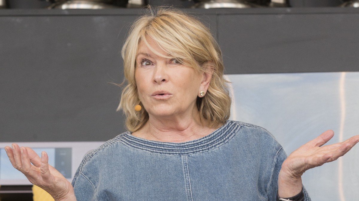 Martha Stewart addresses the audience during a product demonstration