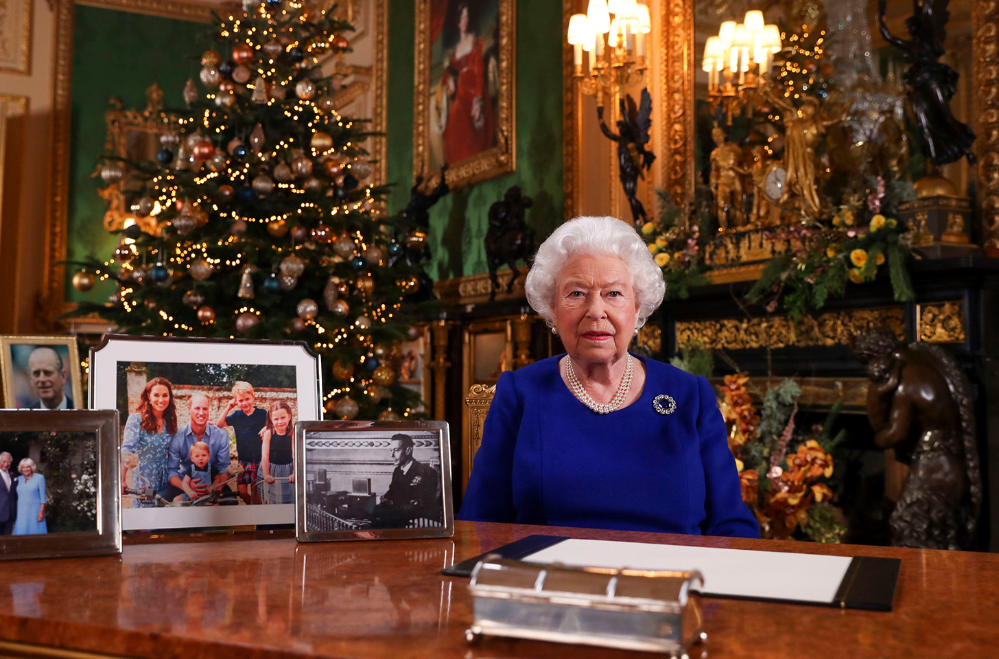 Queen Elizabeth making her 2019 Christmas Address from Buckingham Palace