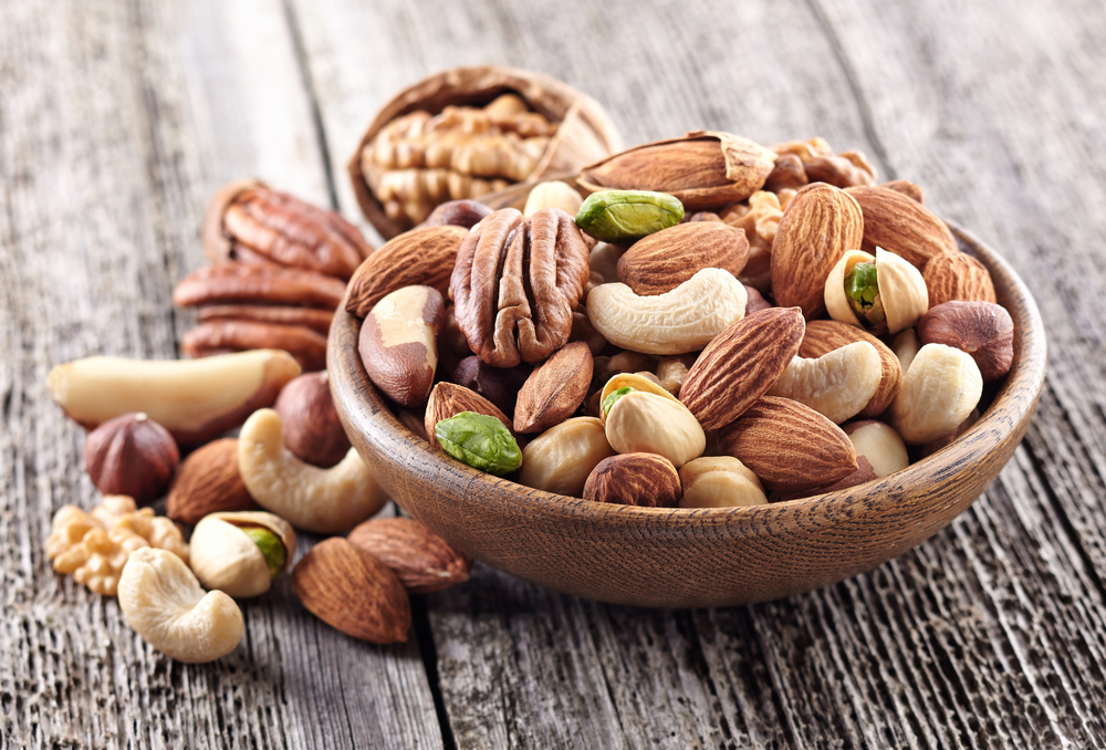 Assorted nuts in a bowl. 