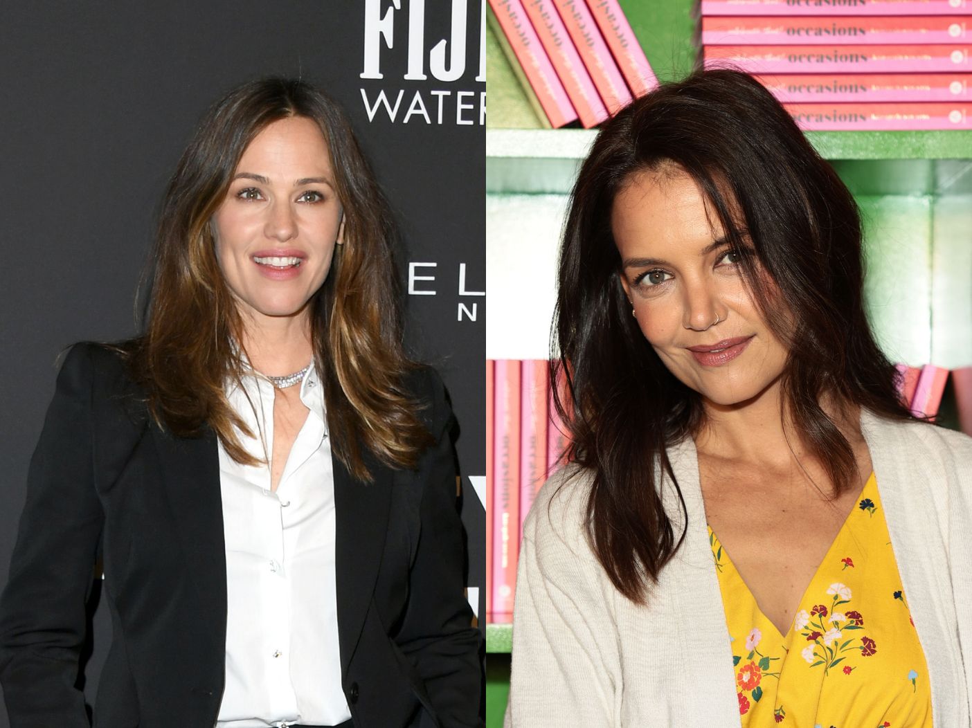 Side by side images of Jennifer Garner and Katie Holmes.