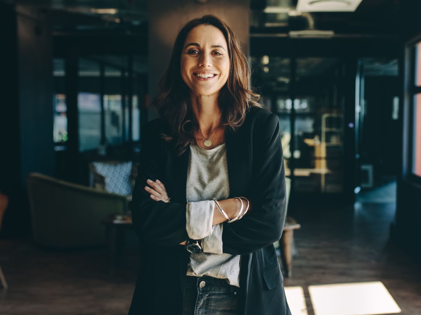 Confident business woman smiling