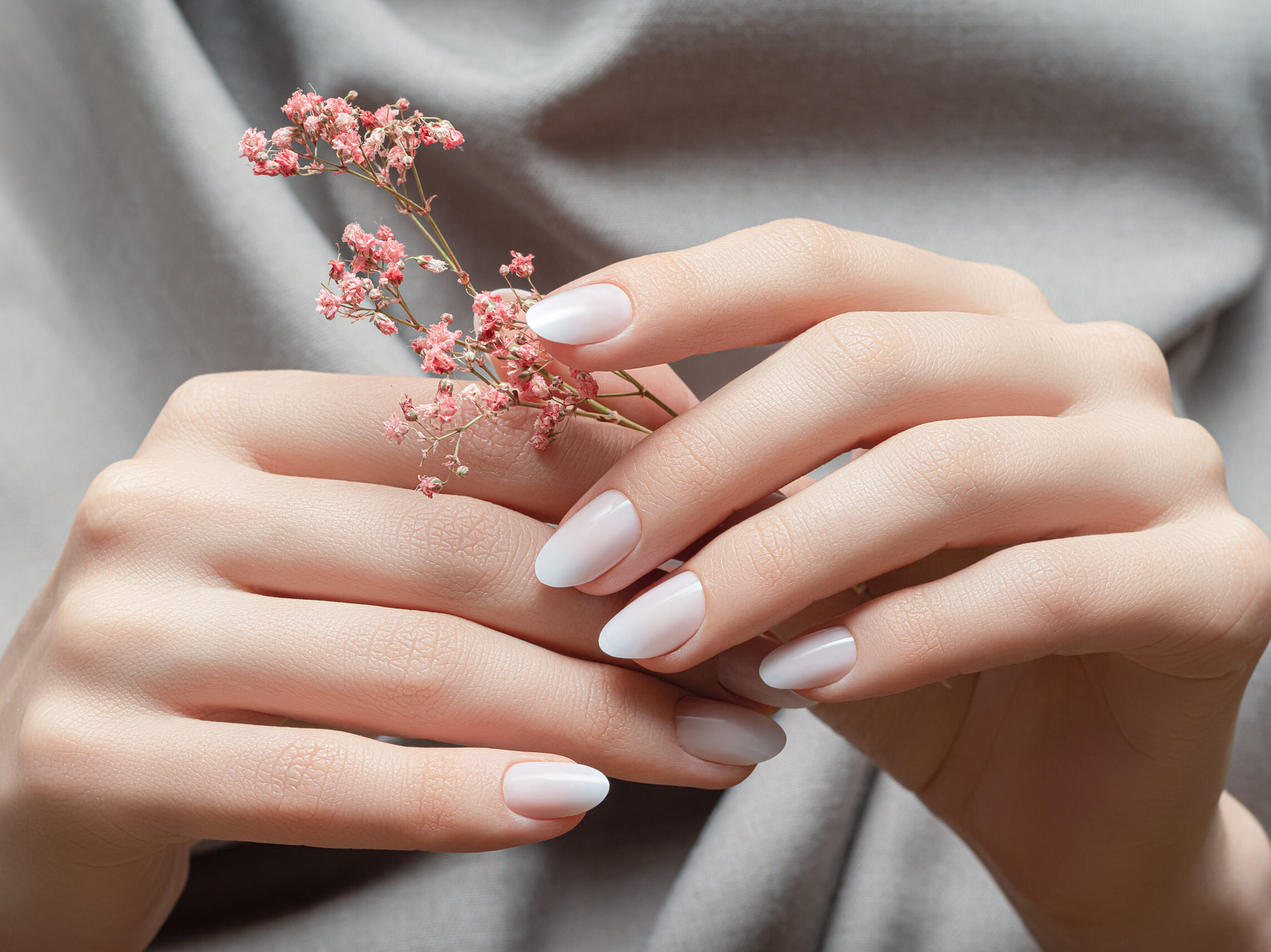 Sheer manicured nails