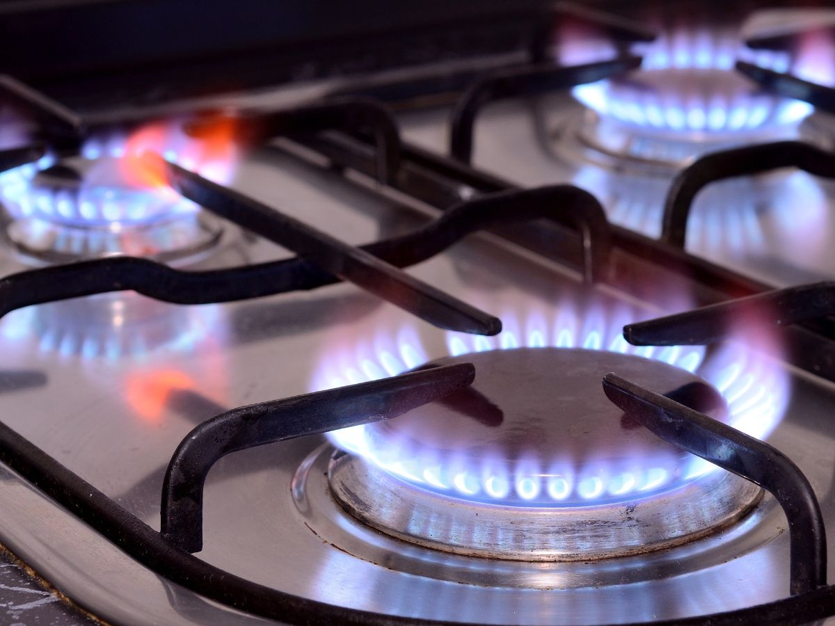 close up of a gas stove flame