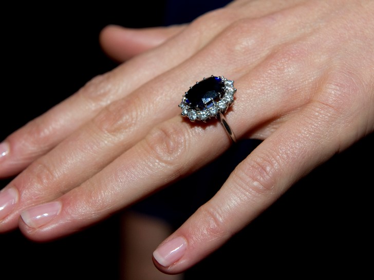 A close up of Kate Middleton's engagement ring