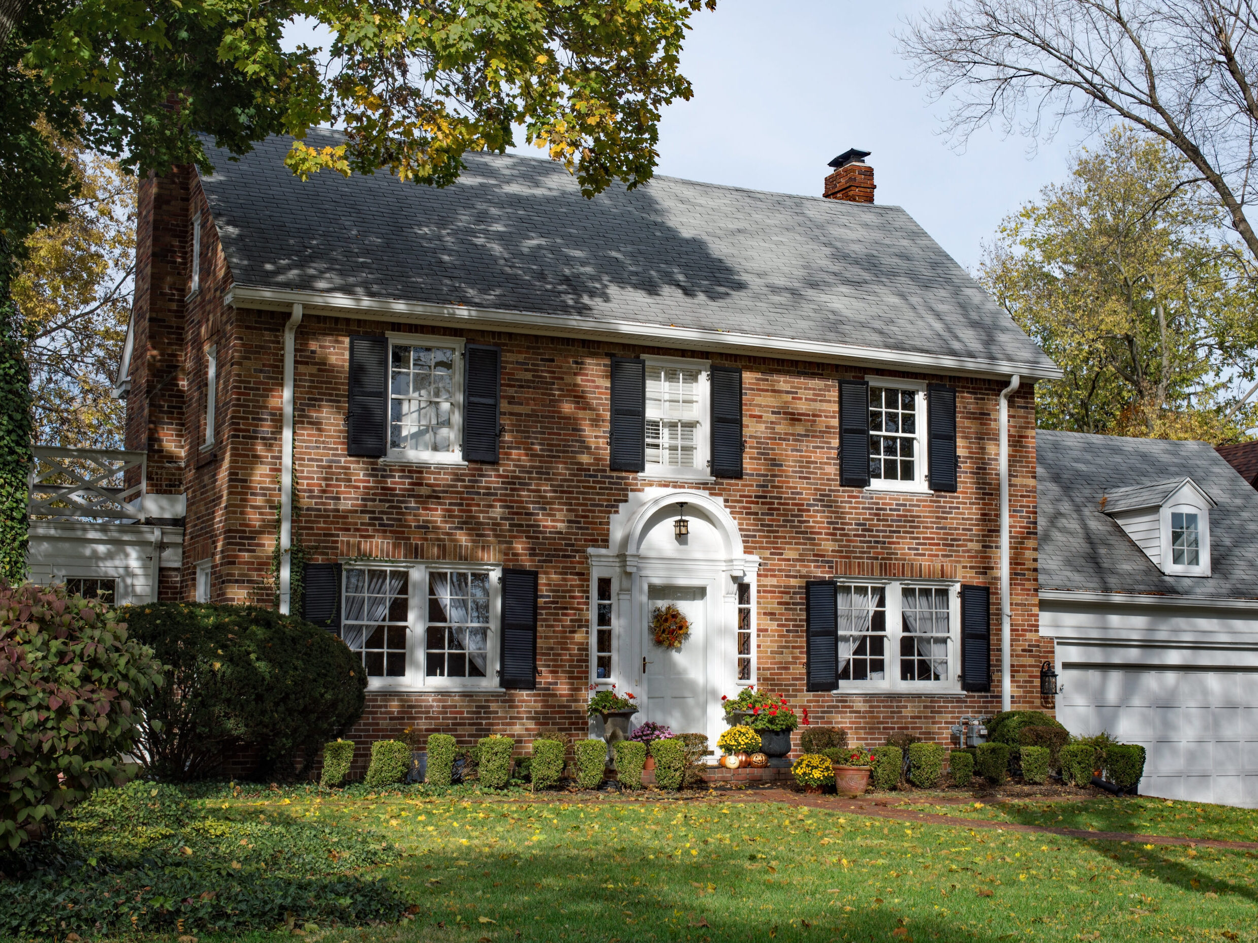 A two-story brick home