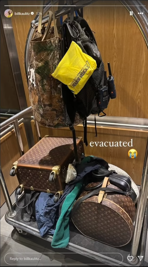 Bill Kaulitz evacation Instagram story